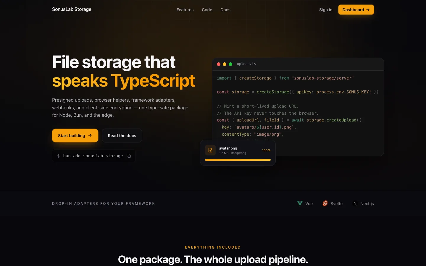 Sonuslab Storage homepage